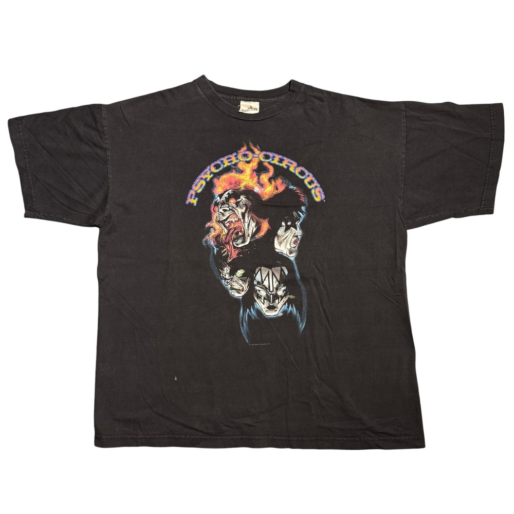 Vintage 1998 KISS Psycho Circus Shirt Mens XL Black Cronies Band Tee Rock 90s